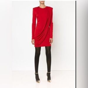 BALMAIN red wrap dress mini sz FR 38